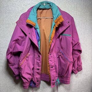 Vintage London Fog Ski Jacket Medium 80s 90s Colorblock Retro Coat Multilayered